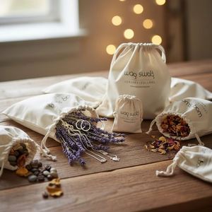 Sac à bonbons de Noël en coton et lin avec logo personnalisé en estampage à chaud, sac en mousseline recyclé avec cordon de serrage, emballage alimentaire, pochette cadeau pour fête de fin d'année - Product Image 3