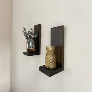 Support mural en bois pour plantes Décoration florale Étagère intérieure Petit support pour plantes en bois suspendu - Product Image 4