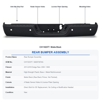 OEM CH1102377 68207307AA Pare-chocs arrière de haute qualité pour Dodge Ram 2500/3500 2013-2018 Noir mat avec trous pour capteurs