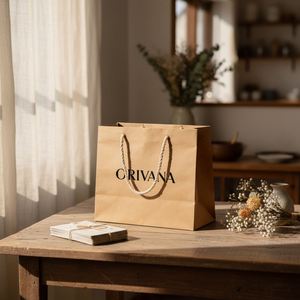 Petits sacs en papier kraft avec poignées pour cadeaux d'entreprise, bonbons, biscuits, emballages de boulangerie, logo imprimé personnalisé - Product Image 1