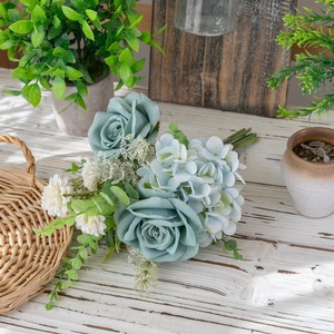CallaFloral Fleurs Artificielles Bouquet de Roses en Tissu Plastique Tressé Décoration Maison Accessoires Mariage CF01371 - Product Image 3