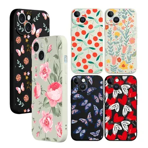 In stock Cute Flower Printing Silicone Phone Case for iPhone 15 Pro Max 14 13 12 11 SE3 Shockproof Soft Silicon Cell Phone Cover