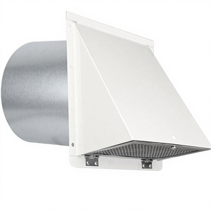 Grille d'aération murale à capot de 6 pouces en acier galvanisé blanc <span class=keywords><strong>pour</strong></span> cuisine extérieure et ventilation de sèche-linge, cache d'évacuation mural - Product Image 1