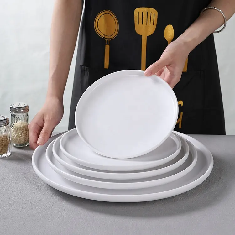 High Quality Dishes   Plates Plastic White Melamine Plates Round Dinnerware Sets Dinner Charger Plate For Restaurant Canteen