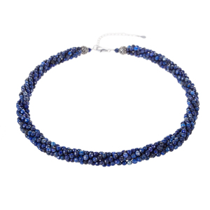 Collier torsadé à trois rangs avec pierres précieuses et lapis-lazuli, collier superposé tendance - Product Image 1