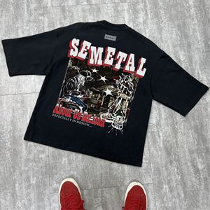 Camiseta de gran tamaño con hombros caídos, fabricante de camisetas de algodón pesado con estampado cuadrado, ropa de calle personalizada, camiseta gráfica para hombres - Product Image 4
