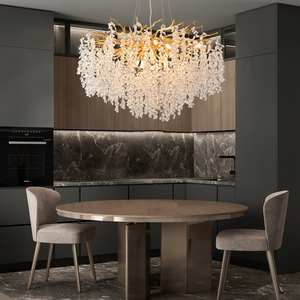 Lampadario Moderno in Cristallo K9 Dorato PM per Ristoranti e <span class=keywords><strong>Hotel</strong></span>, Lampada a Sospensione Rotonda a Grappolo d'Uva, Luce Sospesa di Lusso per Soggiorno - Product Image 4