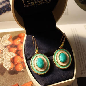 Parures de bijoux en laiton plaqué or de style français traditionnel, pierres turquoise naturelles, bagues, colliers, boucles d'oreilles pour femmes - Product Image 4