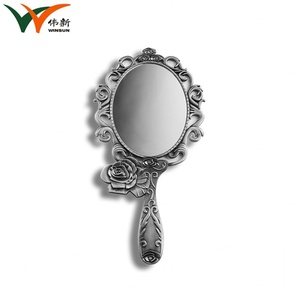 Old Fashion Decorative Hand Held Bronze Vintage Antique Vanity Cosmetic Compact Makeup Mirror - Product Image 3