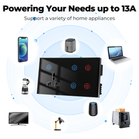 Moniteur d'alimentation Tuya Smart Wifi 13A US EU UK Light Touch Wall Socket Switch App Domotique Alexa Google Home Smart Life