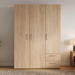 Lemari Pakaian Kayu Modern Kecil untuk Kamar Tidur, Pintu Melamin Panel Datar, Kabinet Penyimpanan, Cocok untuk Rumah Sewa - Product Image 1