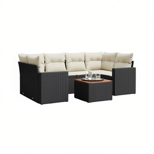 Ensemble de canapés de jardin avec accoudoirs réglables, en rotin PE noir, 6 places, mobilier d'extérieur, design contemporain - Product Image 1