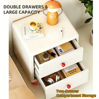 Table de chevet rose en métal personnalisable DIY avec pieds fixes, 2 tiroirs, sans formaldéhyde, pour chambre d'enfant et salle de jeux