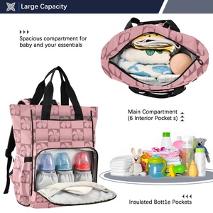 Baby Essentials Pink Hibiscus Flower Hawaii Print Trendy Diaper Tote Bag Waterproof Travel Diaper Baby Backpack with Multipocket - Product Image 6
