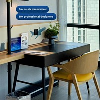 Ensemble bureau et chaise en cuir véritable style Hilton, bicolore, minimaliste, pour chambre d'hôtes - Personnalisable