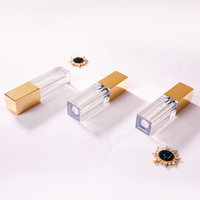 Tubes d'emballage cosmétique contenant du brillant à lèvres, tube de brillant à lèvres noir vide carré, tubes de brillant à lèvres en plastique rose or rose avec baguette