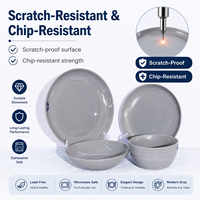 Service de table en porcelaine de luxe Guangda, vaisselle en grès de qualité supérieure, assiettes et bols gris brillants pour la maison et la cuisine
