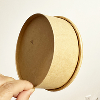 Bol à salade jetable en papier kraft à paroi simple avec couvercle en PET, écologique et biodégradable