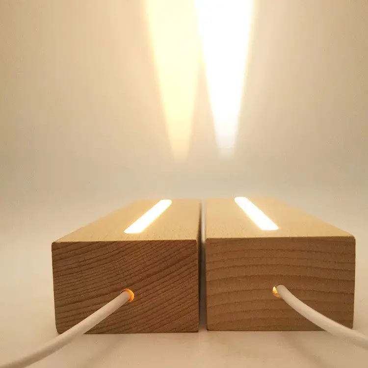 اليدوية الراتنج أشكال فنية من الخشب مصباح ليد قاعدة عرض الاكريليك خشبية ليلة مضاءة قاعدة حامل الحرف