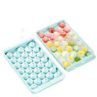 Mini moule rond réutilisable 33 cavités en silicone pour boules de glace Bac à glaçons pour whisky en plastique avec couvercle et seau