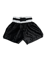 Shorts de boxe en satin bleu avec ceinture élastique, vêtements d'entraînement confortables en polyester pour toutes les saisons