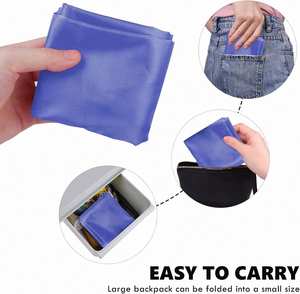 Sac à dos de sport et de plage personnalisé pour supermarché, grand format, réutilisable, noir et bleu, avec cordon, logo personnalisé - Product Image 4