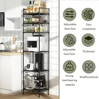 Étagère de rangement multi-niveaux autoportante en plastique PP à 6 niveaux pour micro-ondes, cuisine et garage, vente en gros