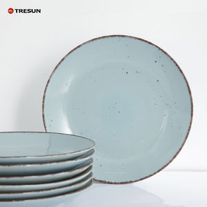 Assiette à dîner en grès classique, émaillée bicolore, peinte à la main, 10,5 et 7,5 pouces, faible MOQ, compatible lave-vaisselle, pour hôtels et restaurants - Product Image 5