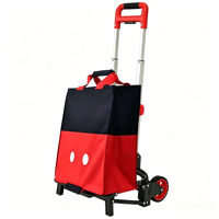 Chariot à main pliable multifonctionnel avec poignée télescopique en aluminium et PP, chariot à plateau portable à 6 roues, capacité de 68 kg
