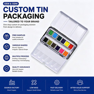 Listo Stock 12-Color Rectangular Pigmento <span class=keywords><strong>Lata</strong></span> Caja Latas de metal para pintura de acuarela - Product Image 1