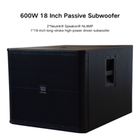 Haut-parleur de scène passif 600W 18 pouces (type réflexe) Subwoofer passif Système audio professionnel
