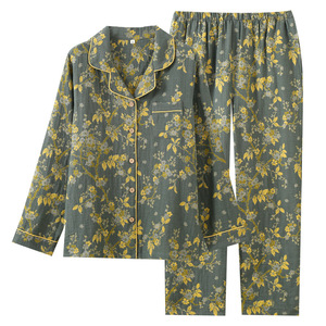 <span class=keywords><strong>Pigiama</strong></span> da Donna in Pura Garza di Cotone Stile Vintage con Vita Elasticizzata per Primavera/Autunno - Abbigliamento da Casa OEM Disponibile - Product Image 5