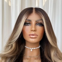 Qingdao Qualité Perruque Brun Cendré Ombre Invisible Noeuds Vierge Vietnamien Cuticule Cheveux Alignés Lace Front Perruques Avec Longue Racine Brune
