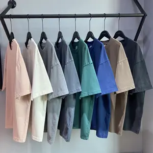 Camiseta masculina de algodão puro, camiseta masculina solta e moderna, lavada e desgastada