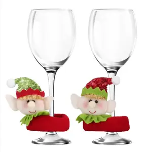 Новые рождественские бокалы для вина с блестками из ткани эльф куклы Рождественские украшения для окон рождественские принадлежности