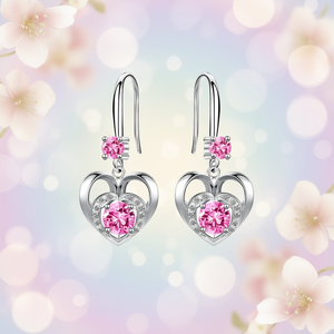 Orecchini Pendenti a Cuore E1230 in Argento 925 con Acquamarina, Montatura a Griffe, Gioielli Romantici in Cristallo da Donna per Uso Quotidiano - Product Image 2