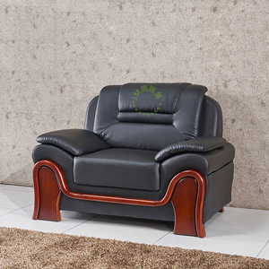 Conjunto de Sofás de Oficina Modernos y Minimalistas, con Estructura de Madera Sólida y Tapicería de Cuero, Duraderos, para Reuniones de Negocios, Recepción, Sala de Estudio, Espacio Comercial - Product Image 4