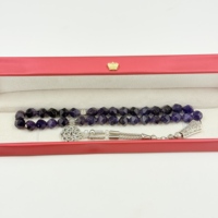 Muslimische Gebetskette Islamisches Ramadan-Geschenk Amethyst 10mm 33-teilig Misbaha Imam-Armbänder Allah-Lobpreis-Tasbih Rosenkranz