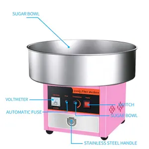 High Capacity Commercial Professional Stainless Steel Food Adjustable Sales Pink Cotton Candy Floss Machine