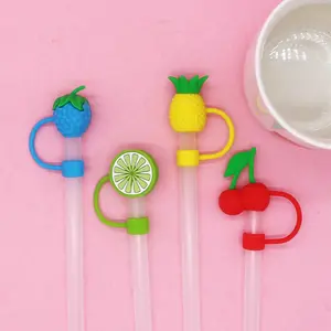 8mm 10mm Fruit Pineapple Strawberry Reusable Straw Topper Dust-Proof Drinking Straw Covers