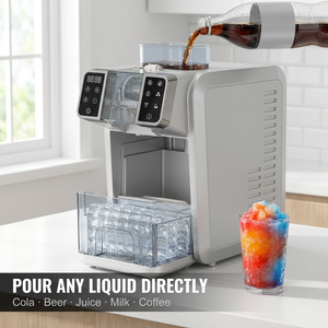 Máquina de Hielo 2 en 1 para Mostrador y Licuadora de Hielo con Compresor, Producción de 25 kg/día, Hielo Cuadrado, para Hogar, Bar y Uso Comercial - Product Image 1