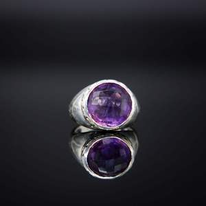 Bague en argent sterling 925 pour femme, améthyste, pierres précieuses naturelles, bijoux faits à la main, minimaliste, simple, classique, bague en pierre naturelle - Product Image 3