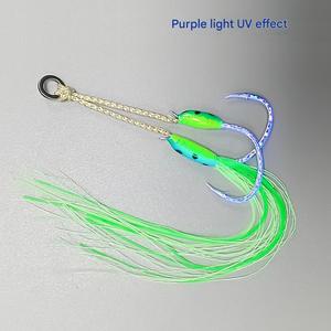 Amo da Pesca in Mare Luminoso a Doppia Coda Lunga, Amo da Barca per Sgombro Spagnolo che si Illumina al Buio, Amo Doppio Rinforzato per la Pesca - Product Image 3