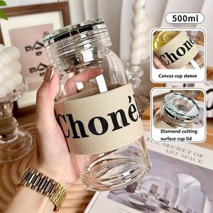 Botella de agua de vidrio de 400ml/500ml/600ml con tapa y logotipo - Product Image 4