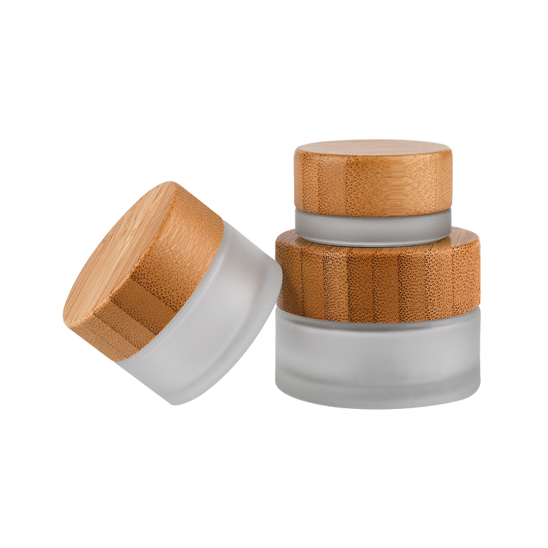 Face Eye Cream Jar Bamboo Top 5g 15g 30g 50g 100g Clear Frosted Clear Glass Cosmetic Jar Bamboo Lid