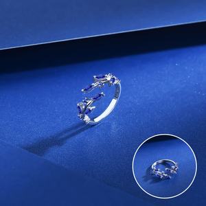 Оптовая продажа, женские изящные серебряные модные ювелирные изделия с открытым листом, кольцо из серебра <span class=keywords><strong>925</strong></span> пробы - Product Image 3