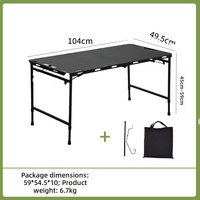 Table de camping pliante rectangulaire hydraulique multifonctionnelle légère et tactique pour le camping en plein air