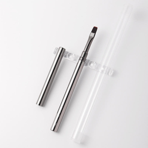 Crimped Oval Flat Tip Nylon Nail Art Pen Metal Handle Stable Gel Holding 3D UV Gel Acrylic <b>Builder</b> Tool for Salon Manicure - Product Image 5