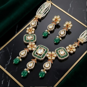 Parure de collier et boucles d'oreilles élégantes en argent 925 avec moissanite et perles de culture pour femme, idéale pour mariages modernes - Product Image 2