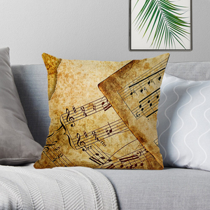 Nota Musical sublimación Retro <span class=keywords><strong>Piano</strong></span> <span class=keywords><strong>notas</strong></span> patrón impreso almohada sofá funda cojín - Product Image 4
